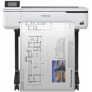 Epson veľkoformátová tlačiareň s papierom a výtlačkom.