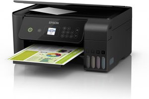 Epson tlačiareň s farebnou tlačou a náplňami na papieri.