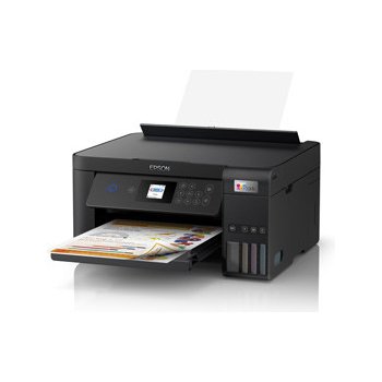 Tlačiareň Epson s papierom a tlačovým výstupom.