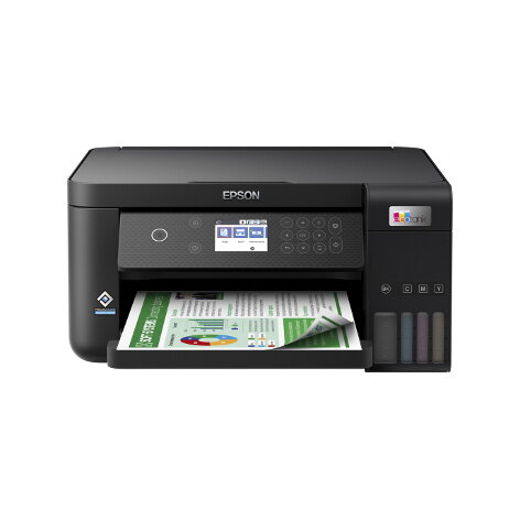 Epson tlačiareň s farebným tlačením a náplňami na papieri.