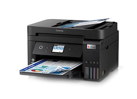 Multifunkčná tlačiareň Epson s farebným tlačením a displejom.