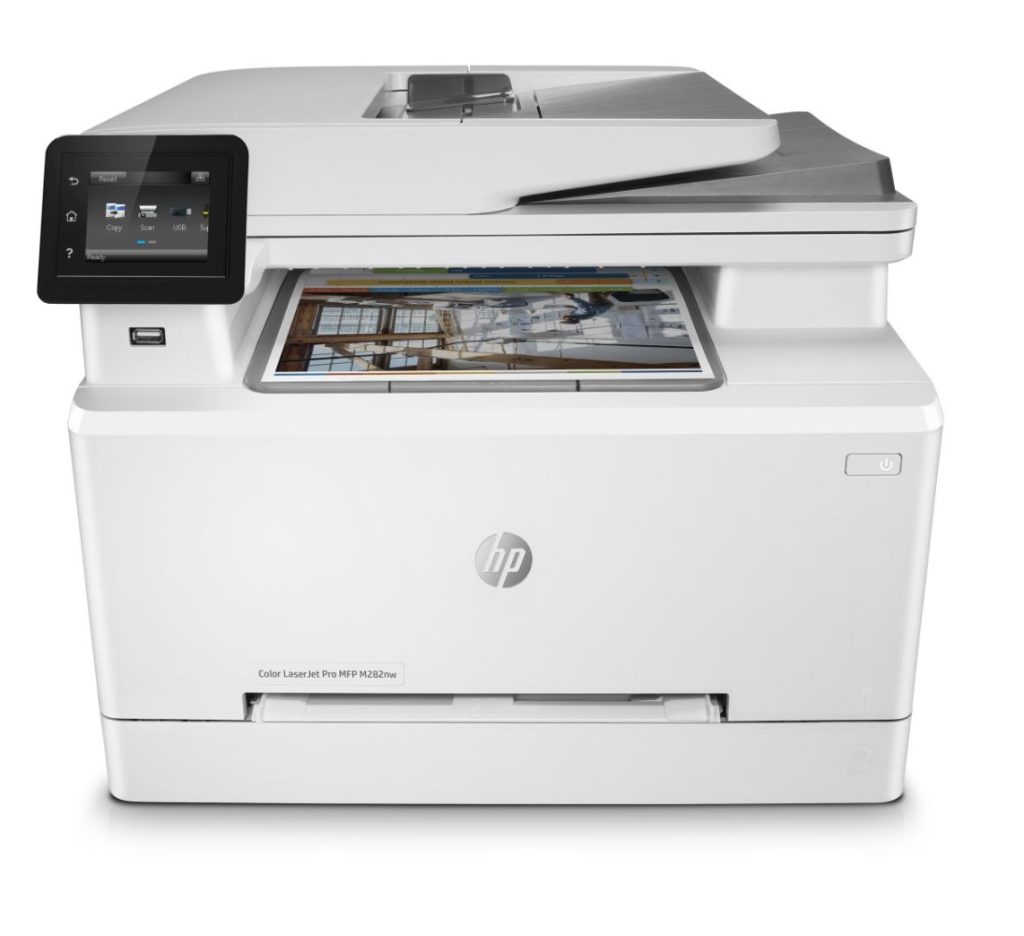 Multifunkčná tlačiareň HP LaserJet Pro s dotykovým displejom.