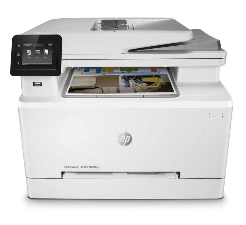Multifunkčná tlačiareň HP LaserJet Pro s dotykovým displejom.