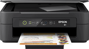 Tlačiareň Epson s farebným tlačením a papierom v procese tlače.