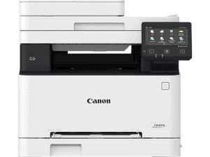 Moderná tlačiareň Canon s dotykovým displejom a zásobníkmi.