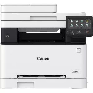 Moderná tlačiareň Canon s dotykovým displejom a zásobníkmi.