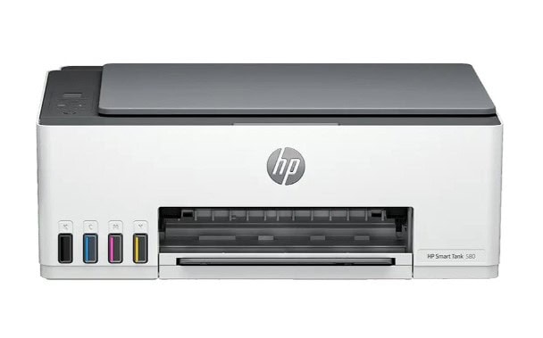 Tlačiareň HP Smart Tank 580 s moderným dizajnom a viacerými tlačovými možnosťami.