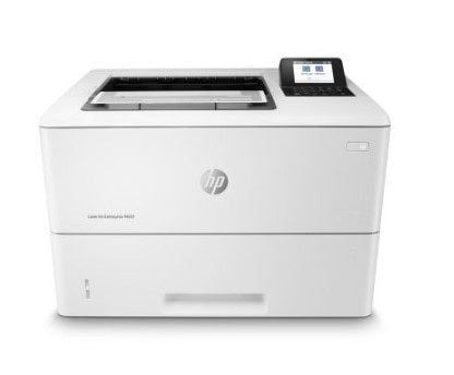 Moderná tlačiareň HP LaserJet s dotykovým displejom a multifunkčnými funkciami.
