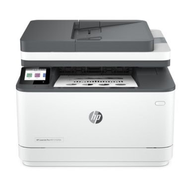 Multifunkčná tlačiareň HP LaserJet s dotykovým displejom.