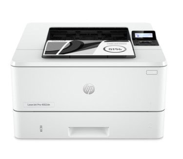 Biela laserová tlačiareň HP LaserJet Pro M404dn na stole.