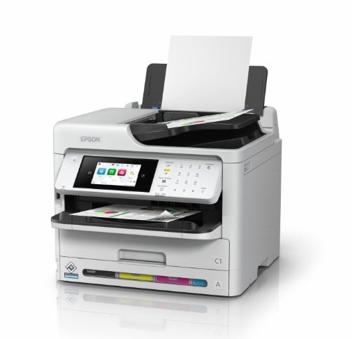 Multifunkčná tlačiareň Epson s farebným tonerom a skenerom.