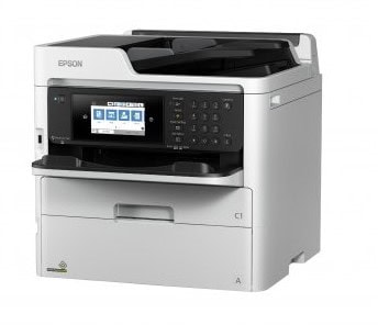 Epson multifunkčná tlačiareň s farebným displejom a ovládacími tlačidlami.