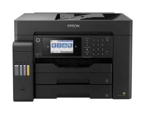 Epson multifunkčná tlačiareň s dotykovým displejom a zásobníkmi na toner.