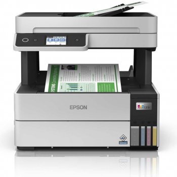 Moderná tlačiareň Epson s papierom a ovládaním na displeji.
