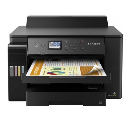 Epson tlačiareň s farebným tlačením a farebnými papiermi.