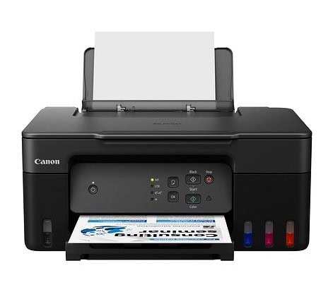 Tlačiareň Canon s papierom na tlač dokumentov.
