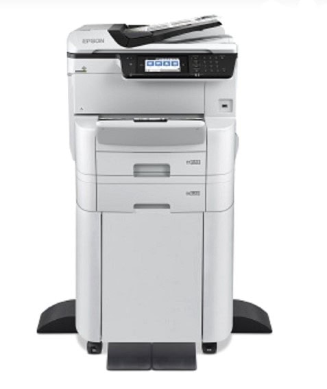 Moderná multifunkčná tlačiareň Epson WorkForce Pro s dotykovým displejom.