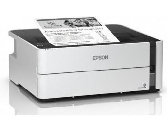 Epson tlačiareň s papierom na tlač dokumentov a fotografií.