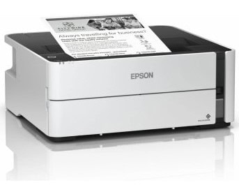 Epson tlačiareň s papierom na tlač dokumentov a fotografií.