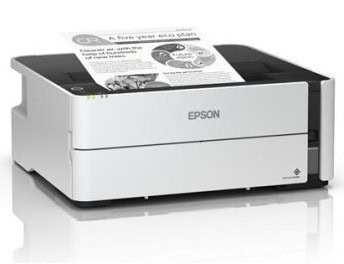 Moderná tlačiareň Epson s papierom na tlač dokumentov.