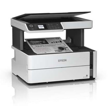 Moderná tlačiareň Epson s dotykovým displejom a skenerom.