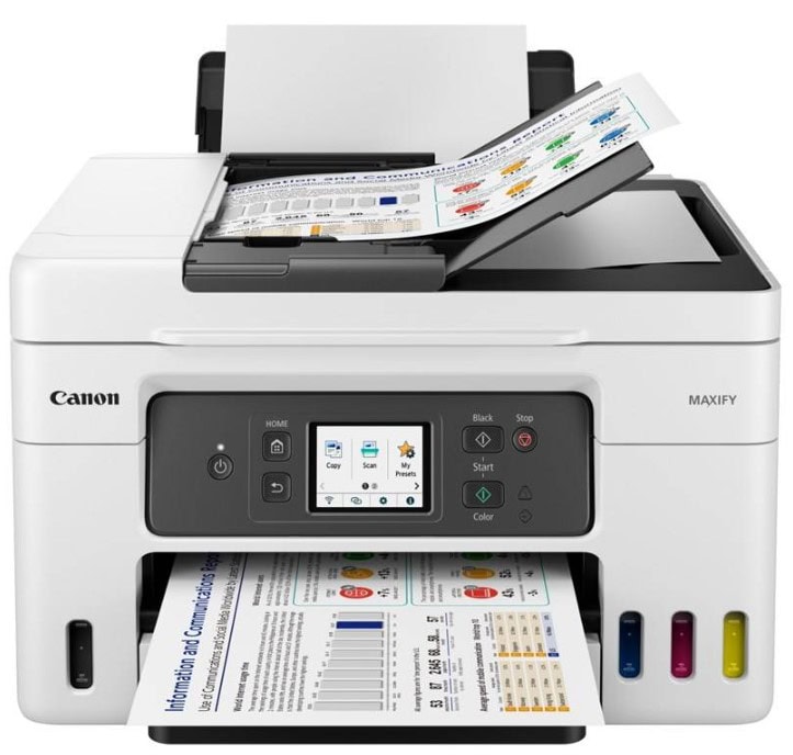 Tlačiareň Canon MAXIFY na farebné tlačenie dokumentov.