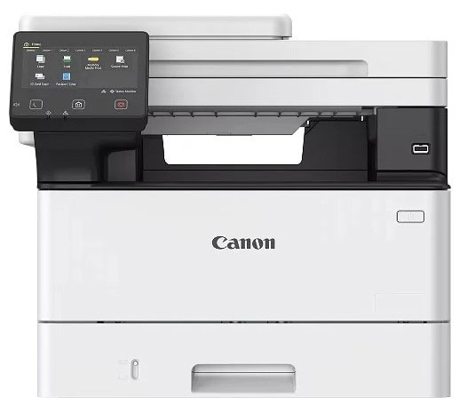 Moderná tlačiareň Canon s dotykovým displejom a multifunkčnými funkciami.