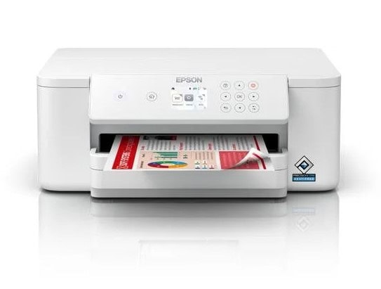Tlačiareň Epson s papierom na tlač dokumentov.