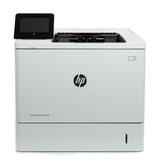 Tlačiareň HP LaserJet Enterprise M606 s dotykovým displejom.