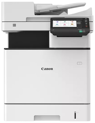 Moderná tlačiareň Canon s dotykovým displejom a multifunkčnými funkciami.