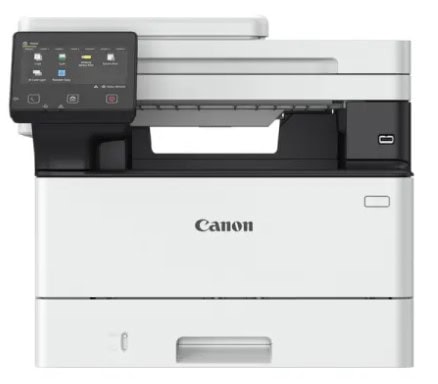 Moderná tlačiareň Canon s dotykovým displejom a multifunkčnými funkciami.