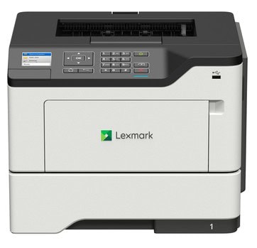 Kancelárska tlačiareň Lexmark s ovládacím panelom a zásobníkom papiera.