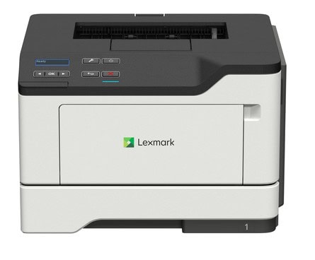 Kancelárska tlačiareň Lexmark s ovládacími tlačidlami.