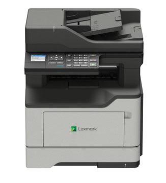 Tlačiareň Lexmark s náplňami do tlačiarní, kancelárske zariadenie.