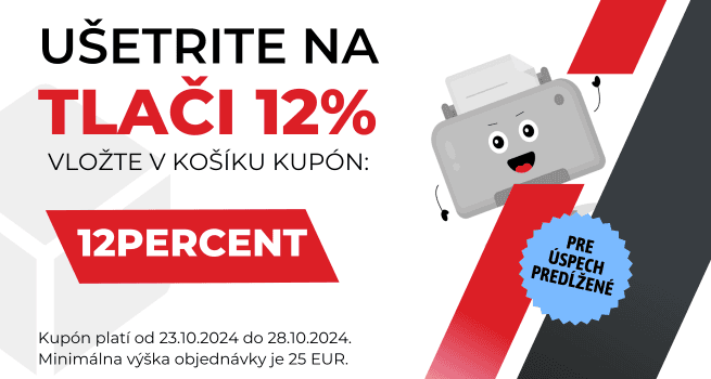 Akcia na tonery a náplne do tlačiarní s 12% zľavou.