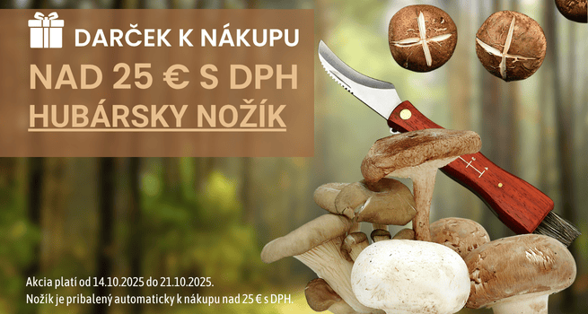 Hubársky nožík a huby na lesnej ceste, darček k nákupu nad 25 €.