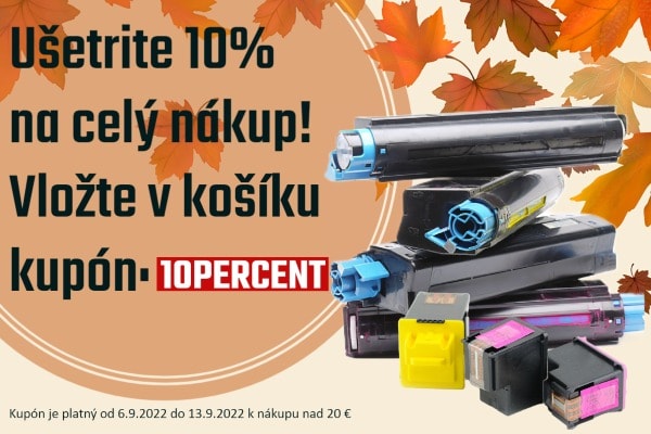 Zľava 10% na tonery a náplne do tlačiarní, nákup v eshope Tonezo.sk.