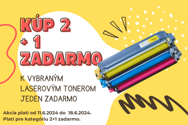 Tlačiareň s farebnými laserovými tonermi a akciou 2+1 zadarmo.