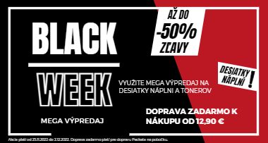 Black Week zľavy do -50% na toner a náplne do tlačiarní.