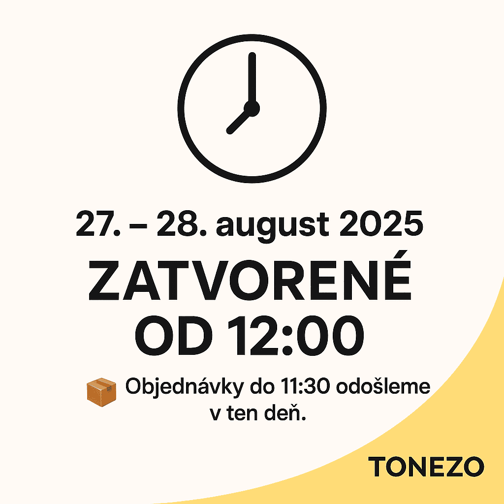Informácia o zatvorení eshopu Tonezo.sk 27-28.8.2025.