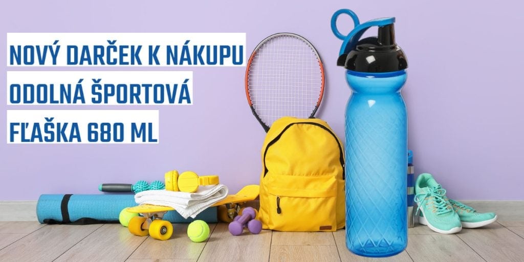 Odolná športová fľaša 680 ml s príslušenstvom na cvičenie.
