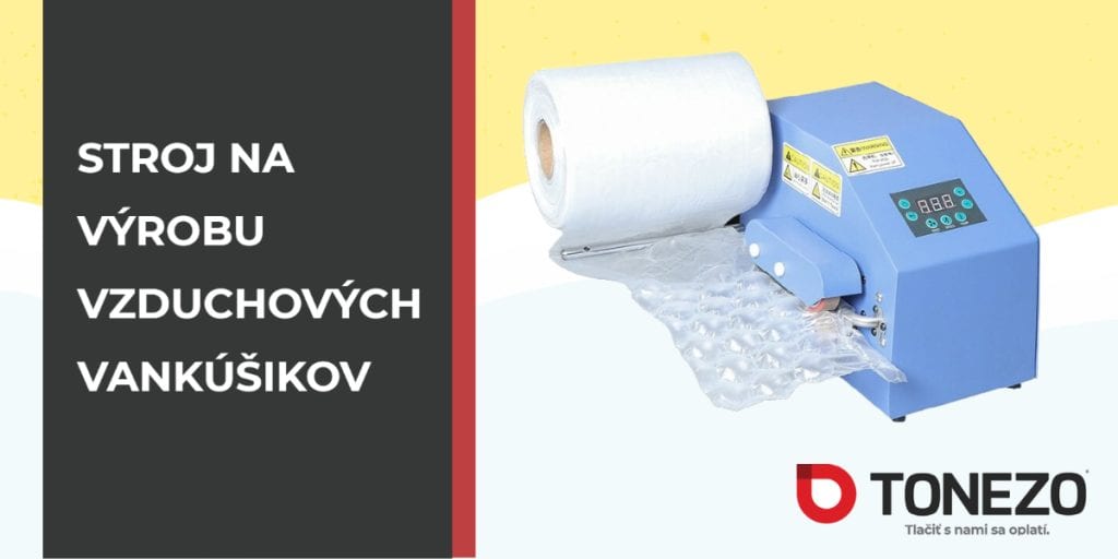 Stroj na výrobu vzduchových vankúšikov s rolkou plastu.