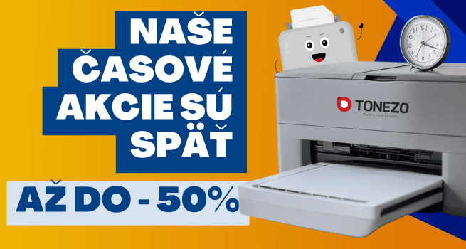 Zľava do 50% na tonery a náplne do tlačiarní od Tonezo.sk.