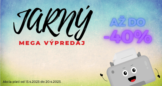 Reklamný banner s tlačiarňou a zľavovým textom -40%.