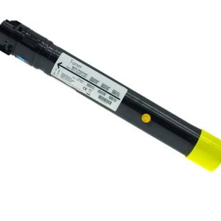 Toner do tlačiarne s čiernou a žltou krytkou, kompatibilný s rôznymi modelmi.