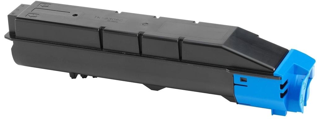 Čierny toner do tlačiarne s modrým uzáverom pre náhradné náplne.