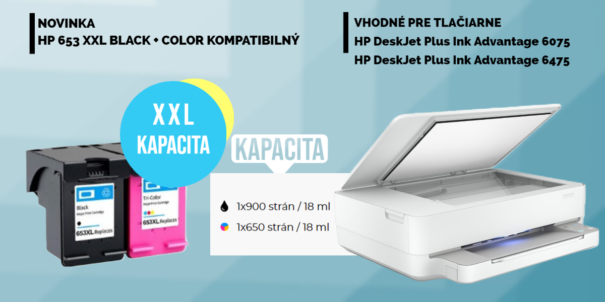 Novinka HP 653 XXL BLACK + COLOR kompatibilné